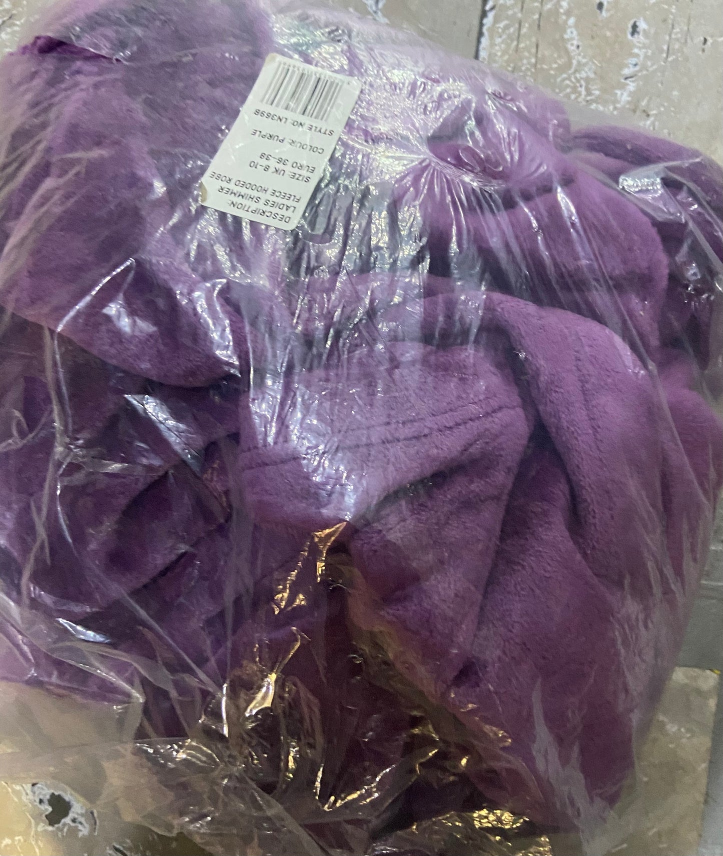 FOXBURY LADIES SHIMMER FLEECE HOODED ROBE PURPLE