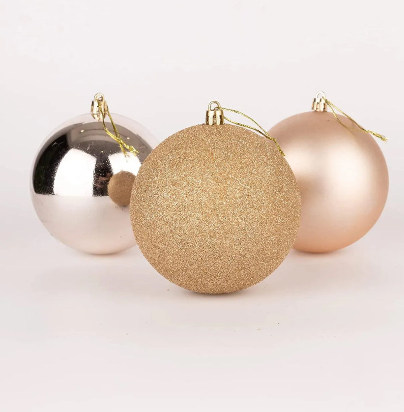 CHRISTMAS BAUBLES 6pcs 6cm CHAMPAGNE