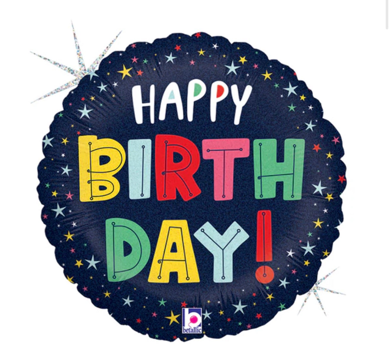 18in BIRTHDAY COLOURFUL STARS FOIL BALLOON