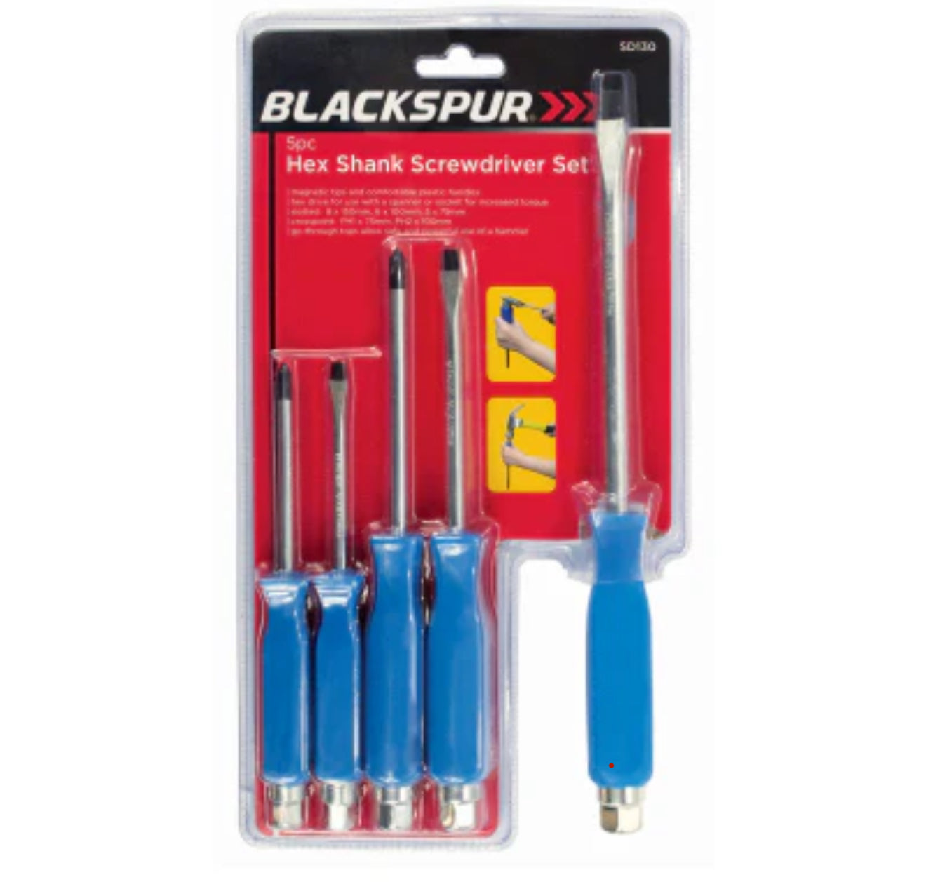 BLACKSPUR 5pc HEX SHANK SCREWDRIVER SET