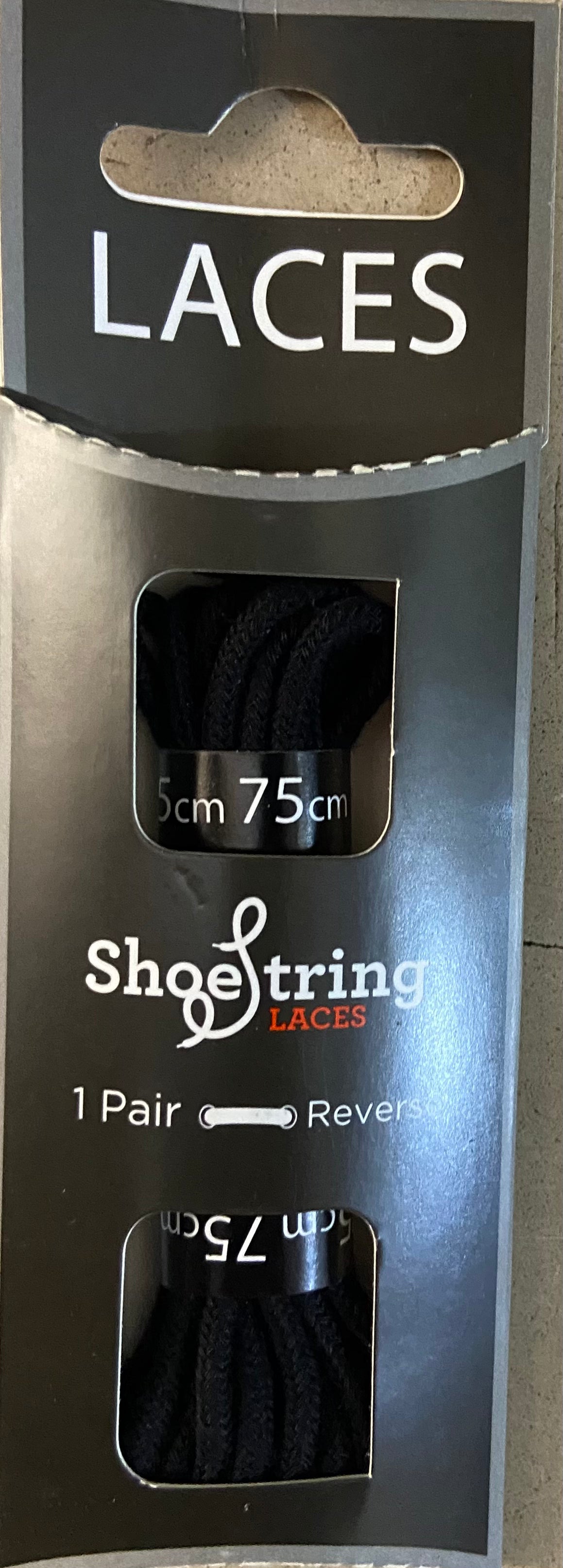 SHOE STRING LACES 75cm BLACK ROUND