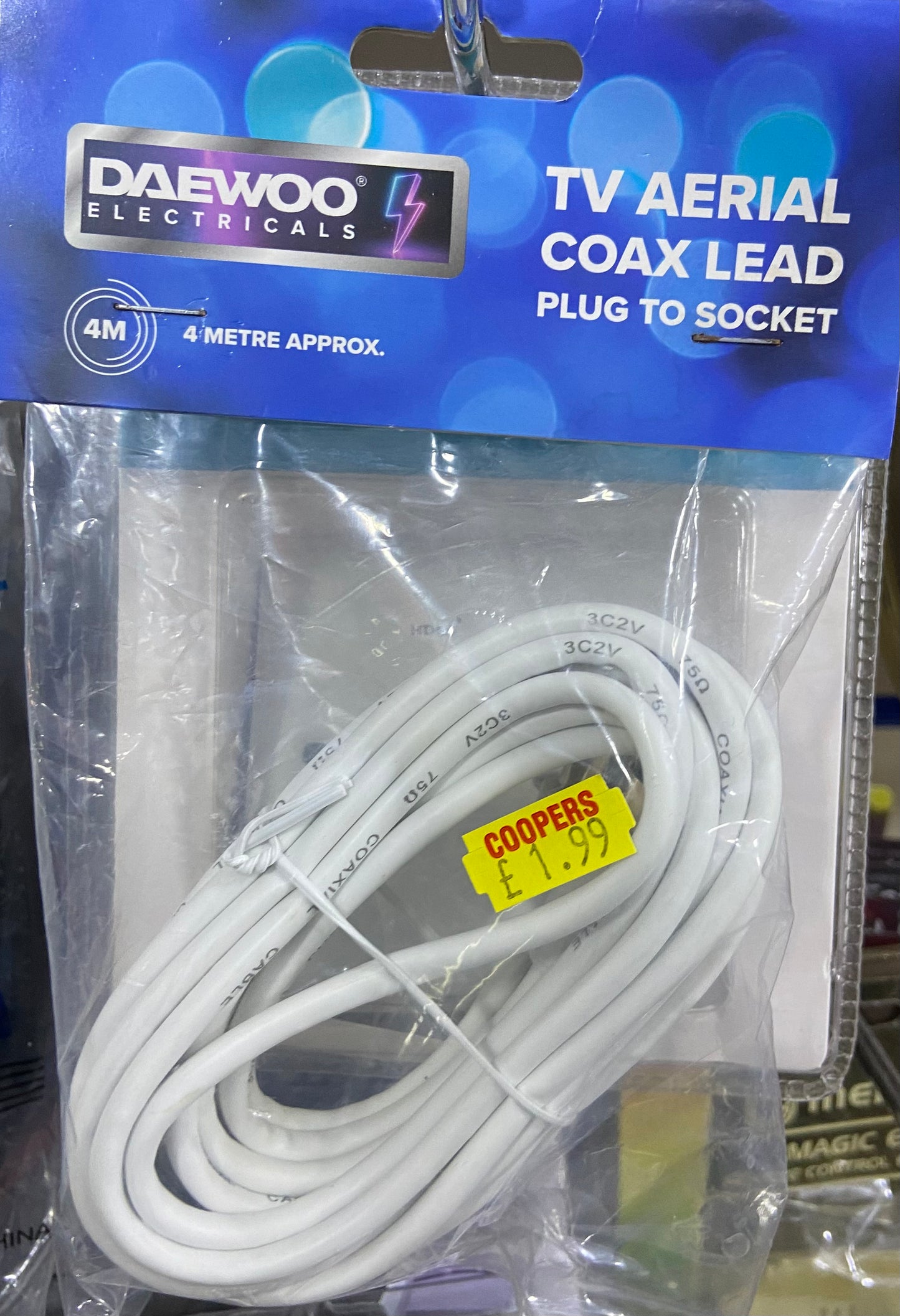 TV AERIAL COAX LEAD PLUG TO SOCKET