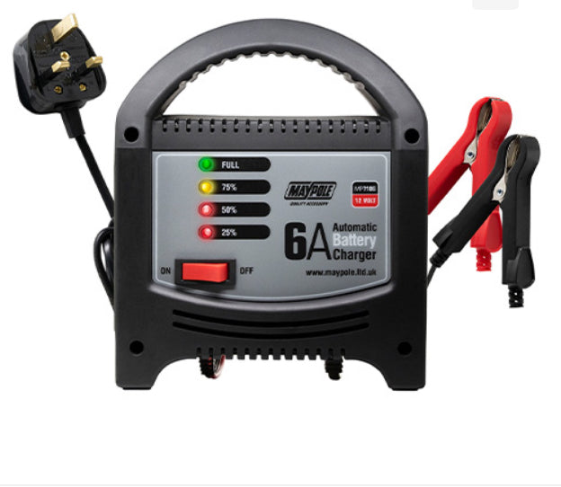 MAYPOLE 6A AUTOMATIC BATTERY CHARGER 12V