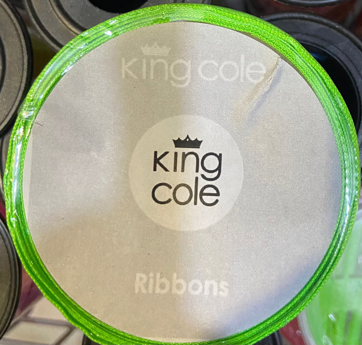 KING COLE SATIN RIBBON DOUBLE SIDED 25mm-3M FLUO GREEN