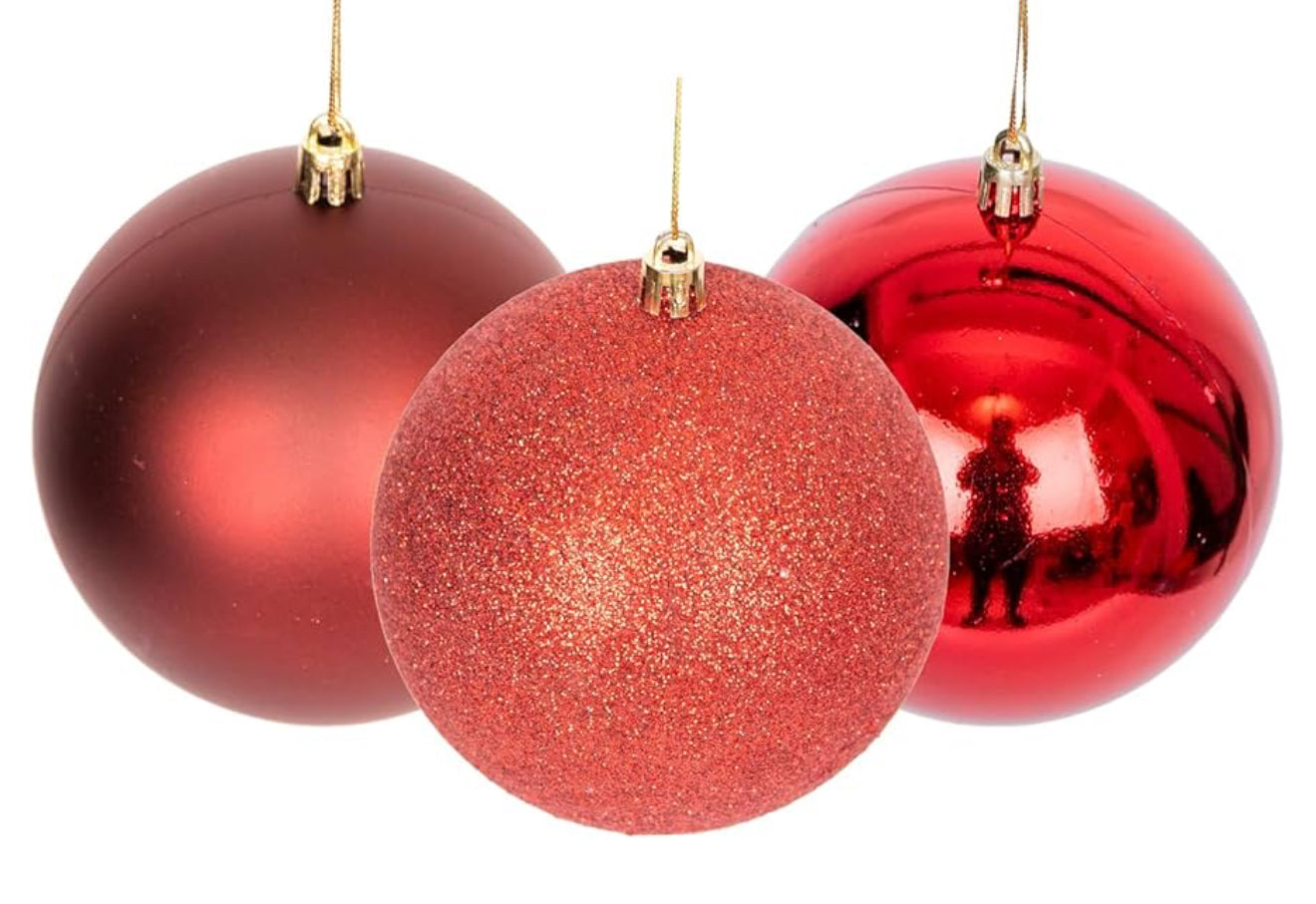 BOULES DE NOËL 6pcs 6cm ROUGE FONCÉ
