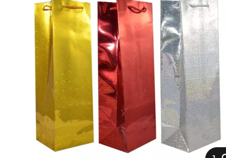 SACHETS CADEAUX DIVERS EN HOLOGRAPHE POUR BOUTEILLES
