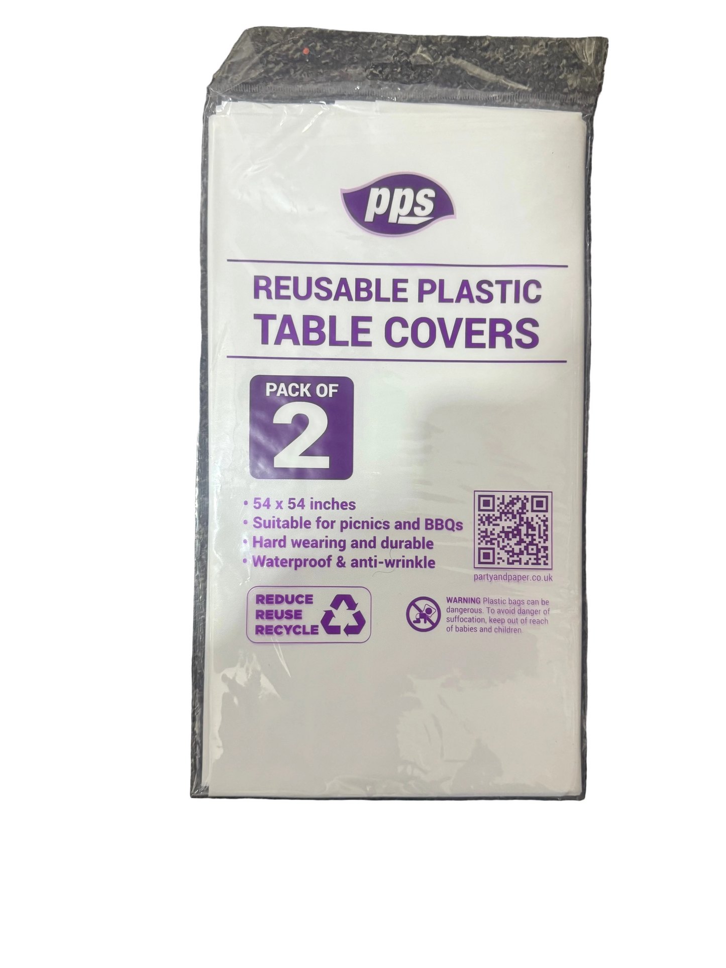NAPPE RÉUTILISABLE EN PLASTIQUE BLANC 2 U.