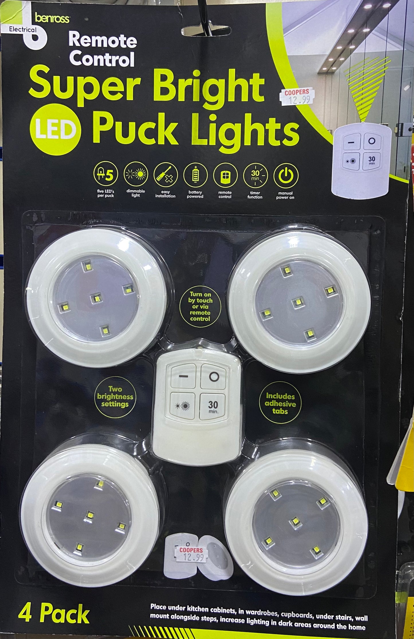 Télécommandé PUCK LED SUPER LUMINEUX – Lot de 4