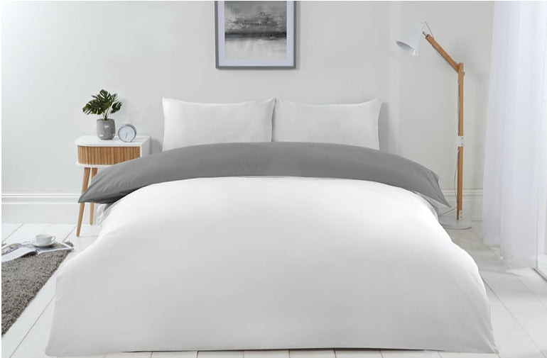 LYLA REVERSIBLE DUVET SET KING GREY/WHITE 230x220cm + 2pc 50x75cm