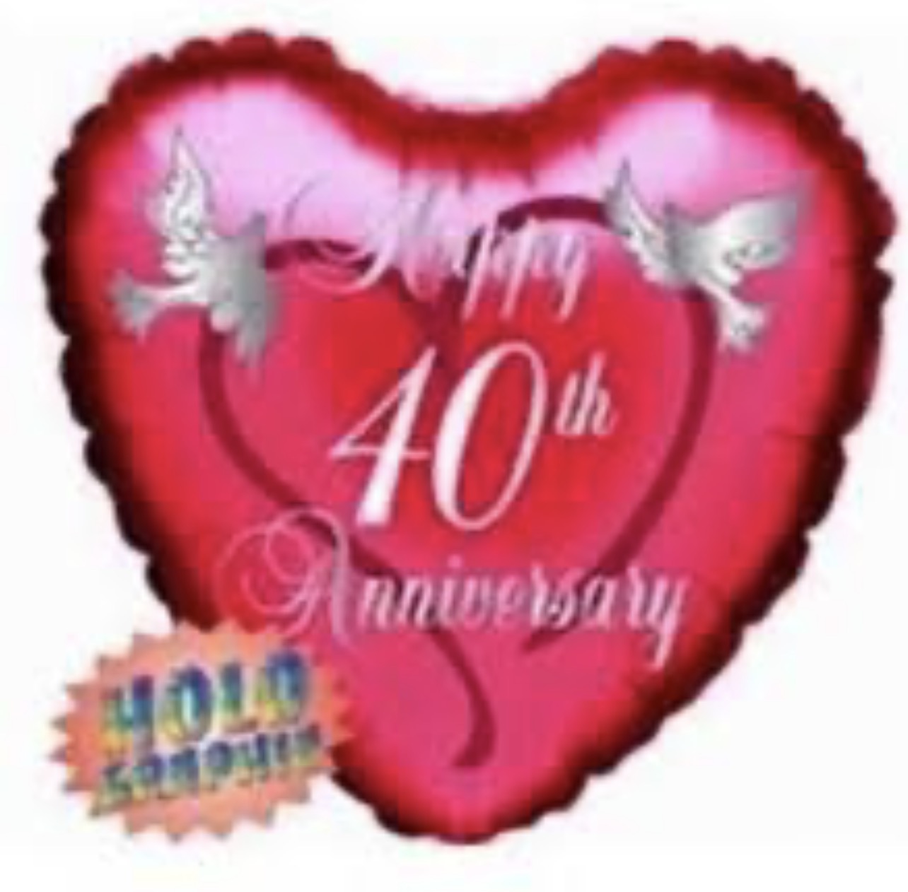 BALLON EN ALUMINIUM HOLOGRAPHIQUE JOYEUX 40e ANNIVERSAIRE 18 POUCES