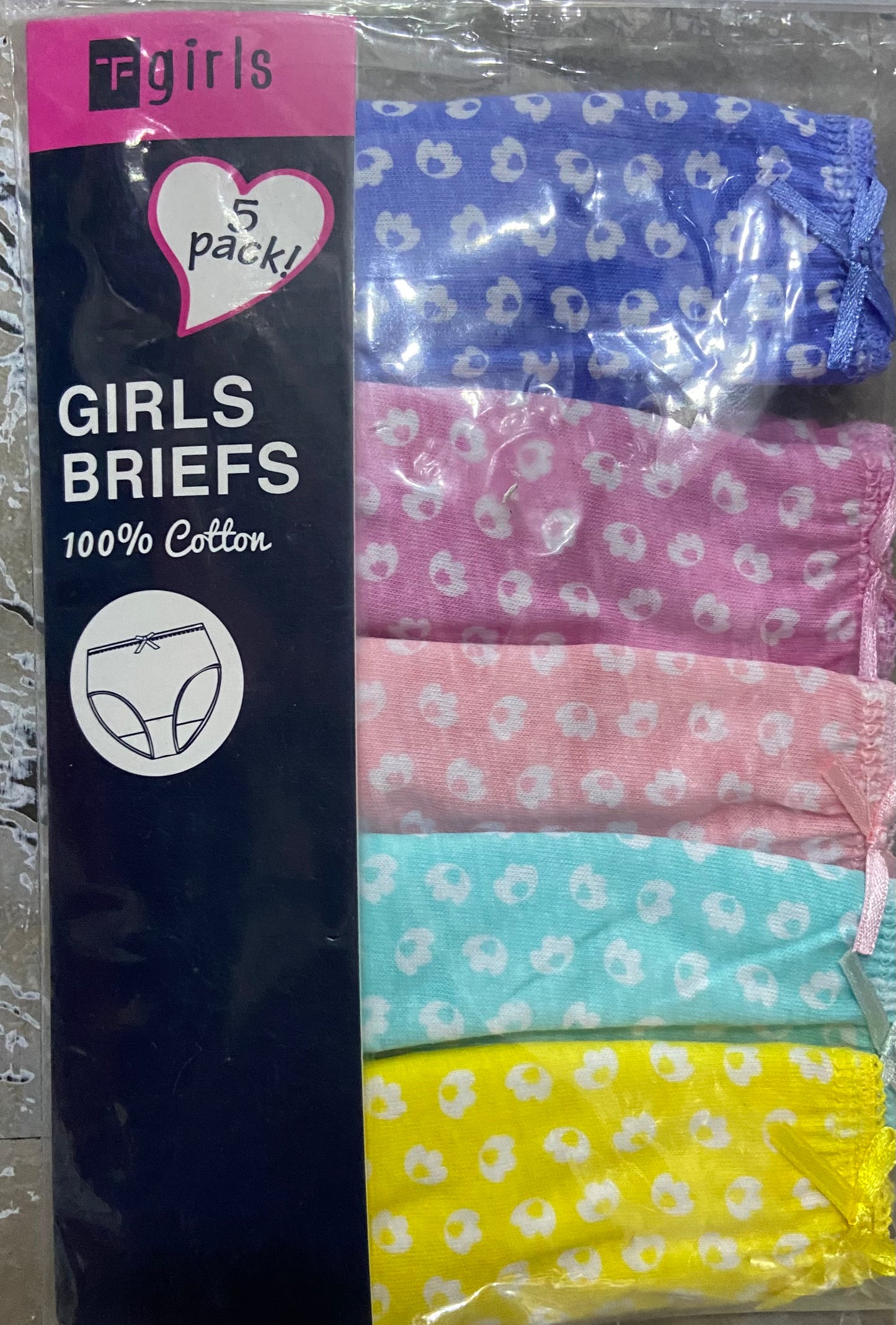 GIRLS BRIEFS 2-3 YEARS 5 pack