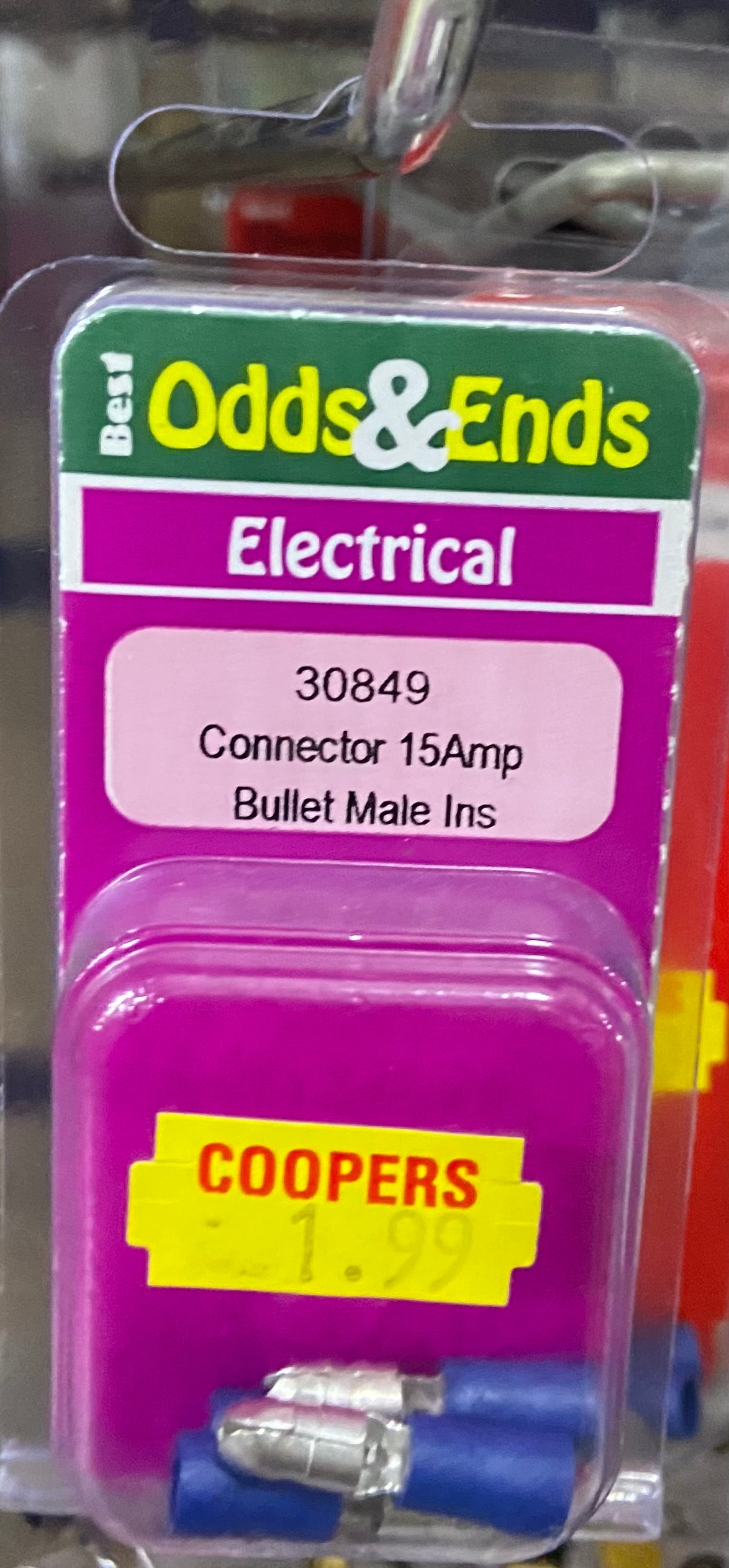 CONNECTOR 15 AMP BULLET MALE INS