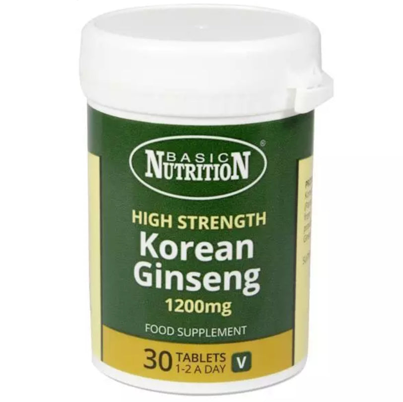 Basic Nutrition Ginseng Coréen Haute Concentration 1200mg 30 Comprimés