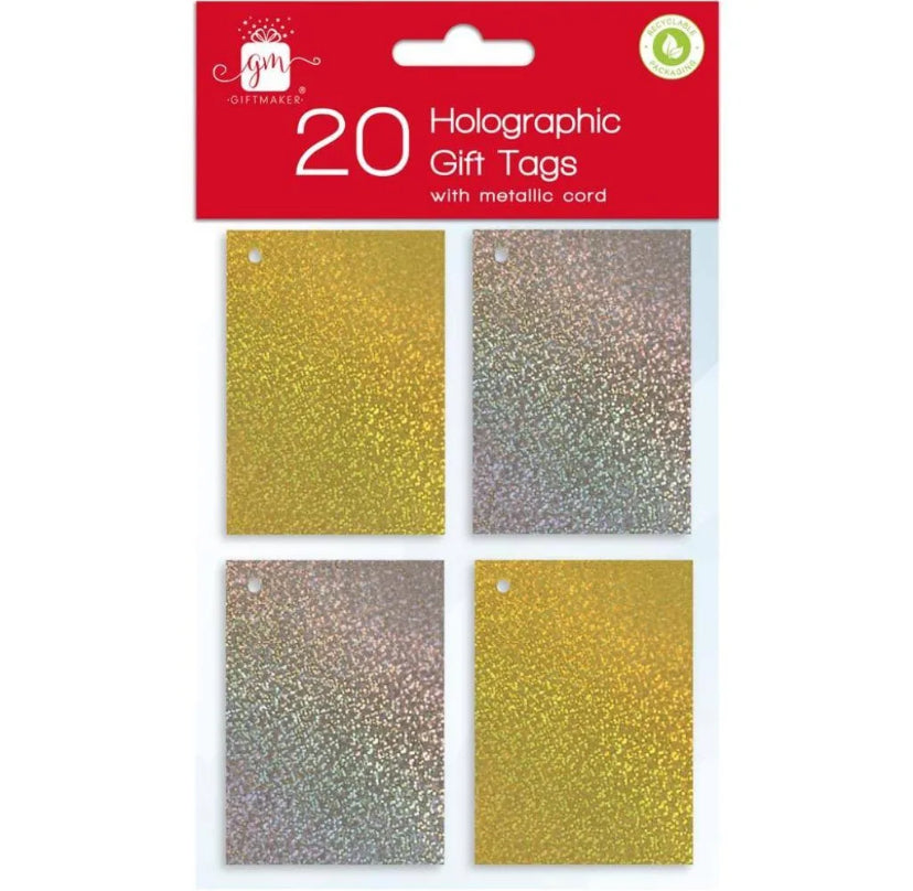 CHRISTMAS 20 HOLOGRAPHIC GIFT TAGS