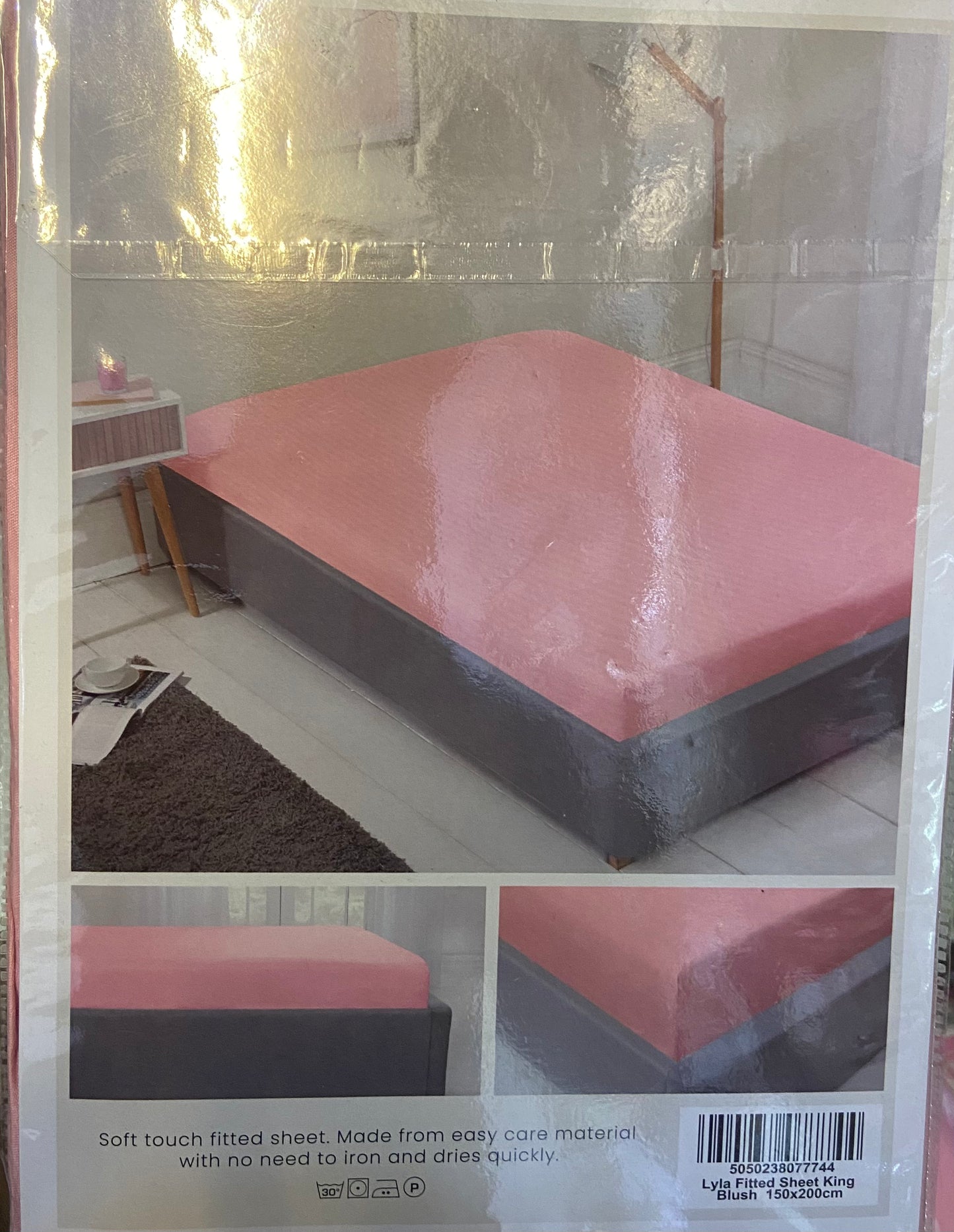 DRAP-HOUSSE AJUSTÉ LIFESTYLE LYLA GRAND LIT ROSE PÂLE