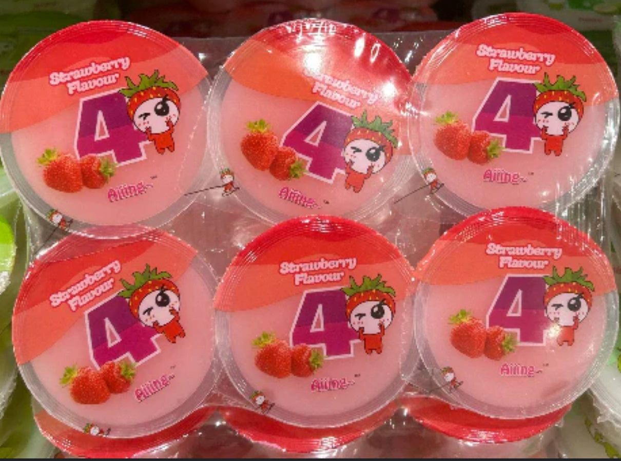 AIIING STRAWBERRY FLAVOUR PUDDING CUPS WITH NATA DE COCO