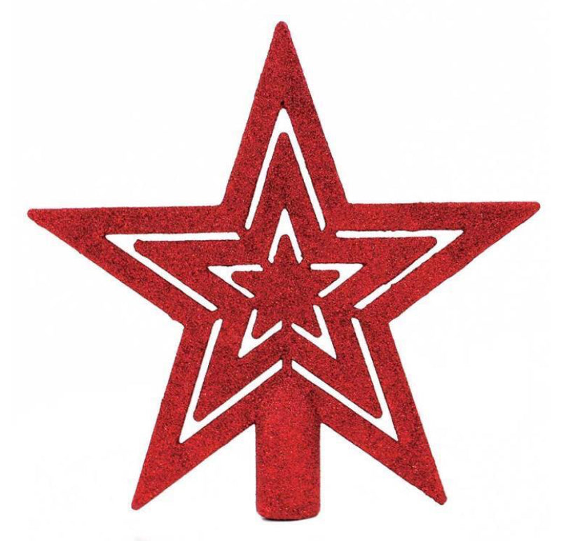 Star Glitter Tree Topper Red - Christmas Decoration