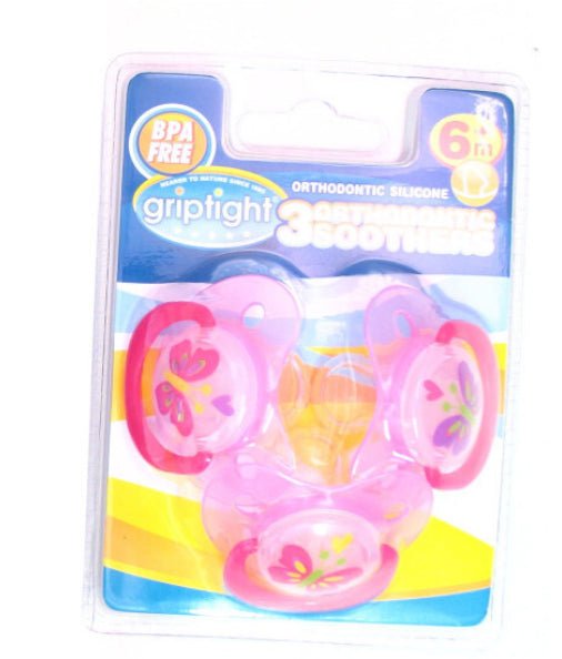 Griptight Orthodontic Soothers Assorted 6m+ 3 Pack