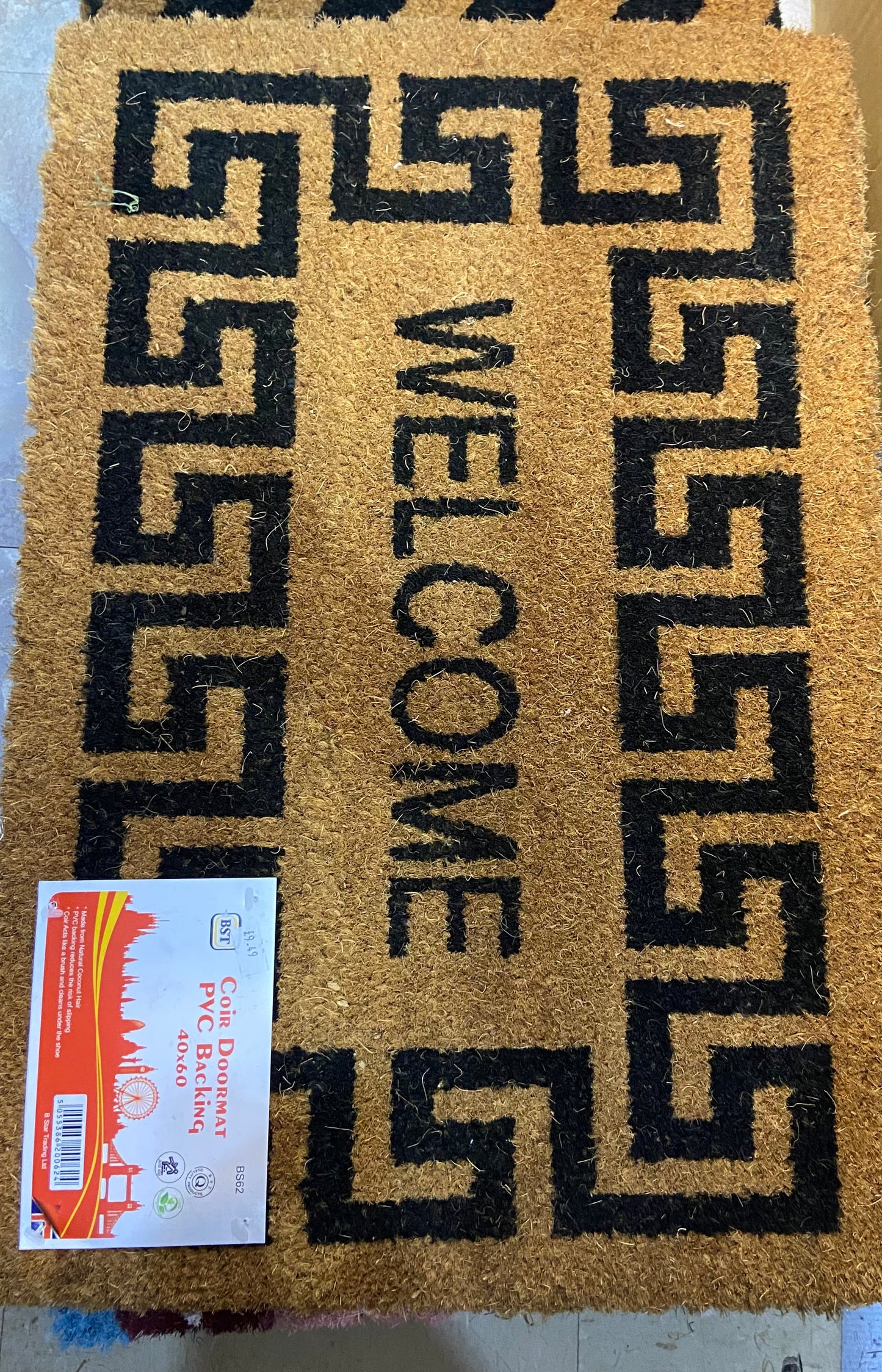 COIR DOORMAT PVC BACKING 40x60cm