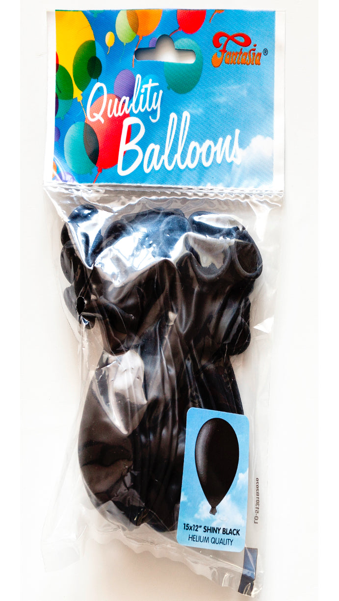 Ballons de baudruche Fantasia noirs brillants 12 pouces - paquet de 15