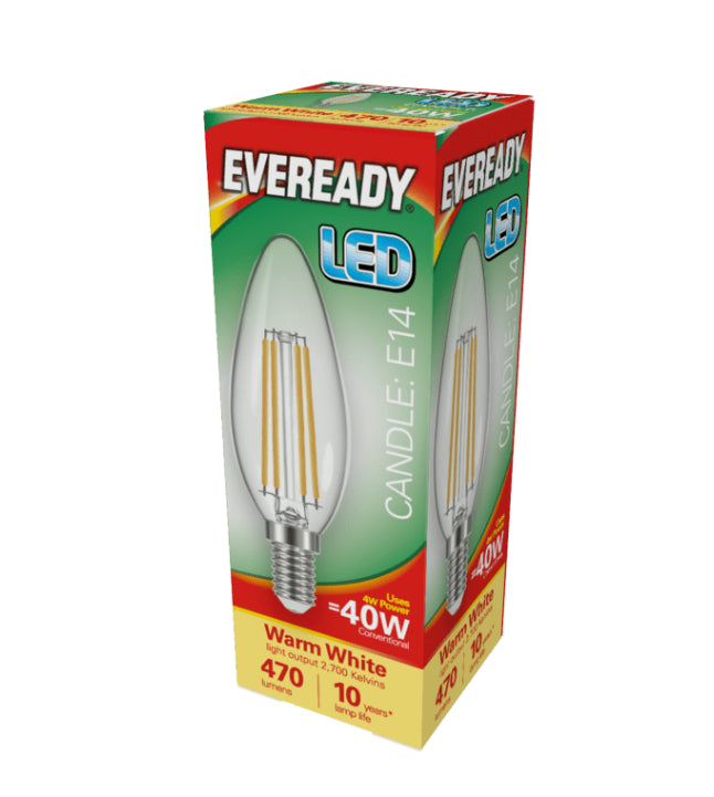 AMPOULE BOUGIE DEL EVEREADY E14 4w=40w BLANC CHAUD 470LM