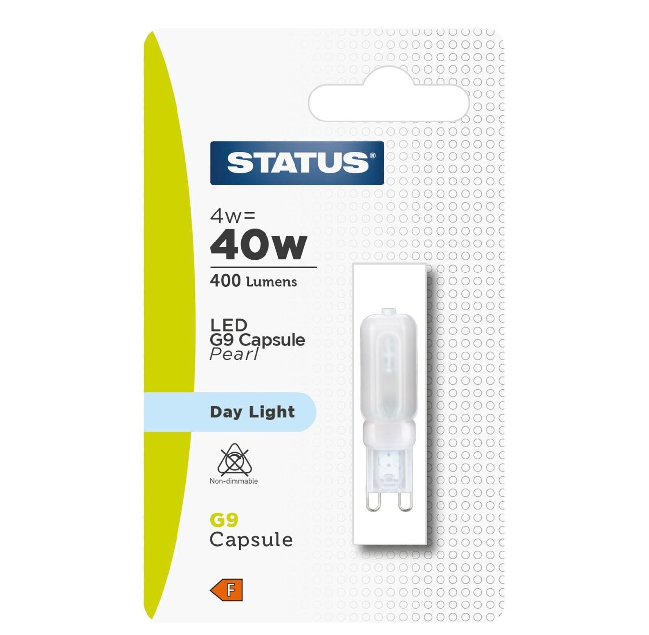 ÉTAT 4W = CAPSULE LED G9 40W, PERLÉE, LUMIÈRE DU JOUR, 400 LUMENS, NON-DIMMABLE