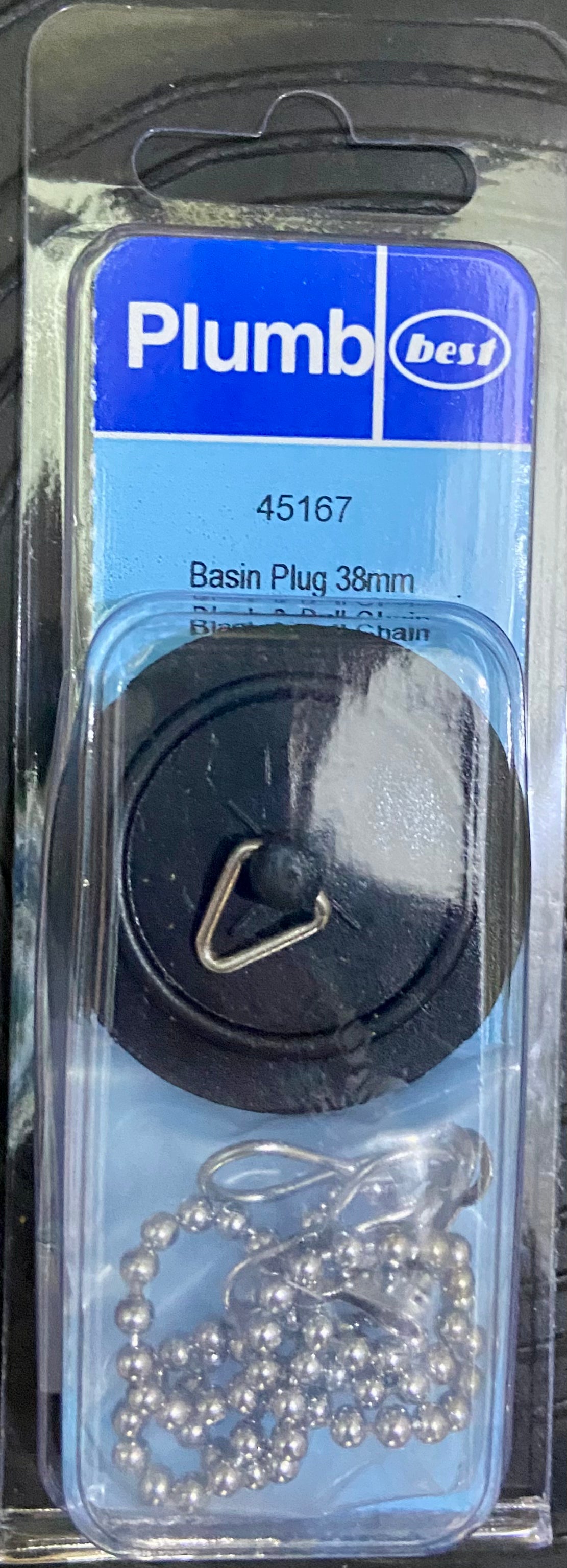 BASIN PLUG 38mm BLACK & BALL CHAIN