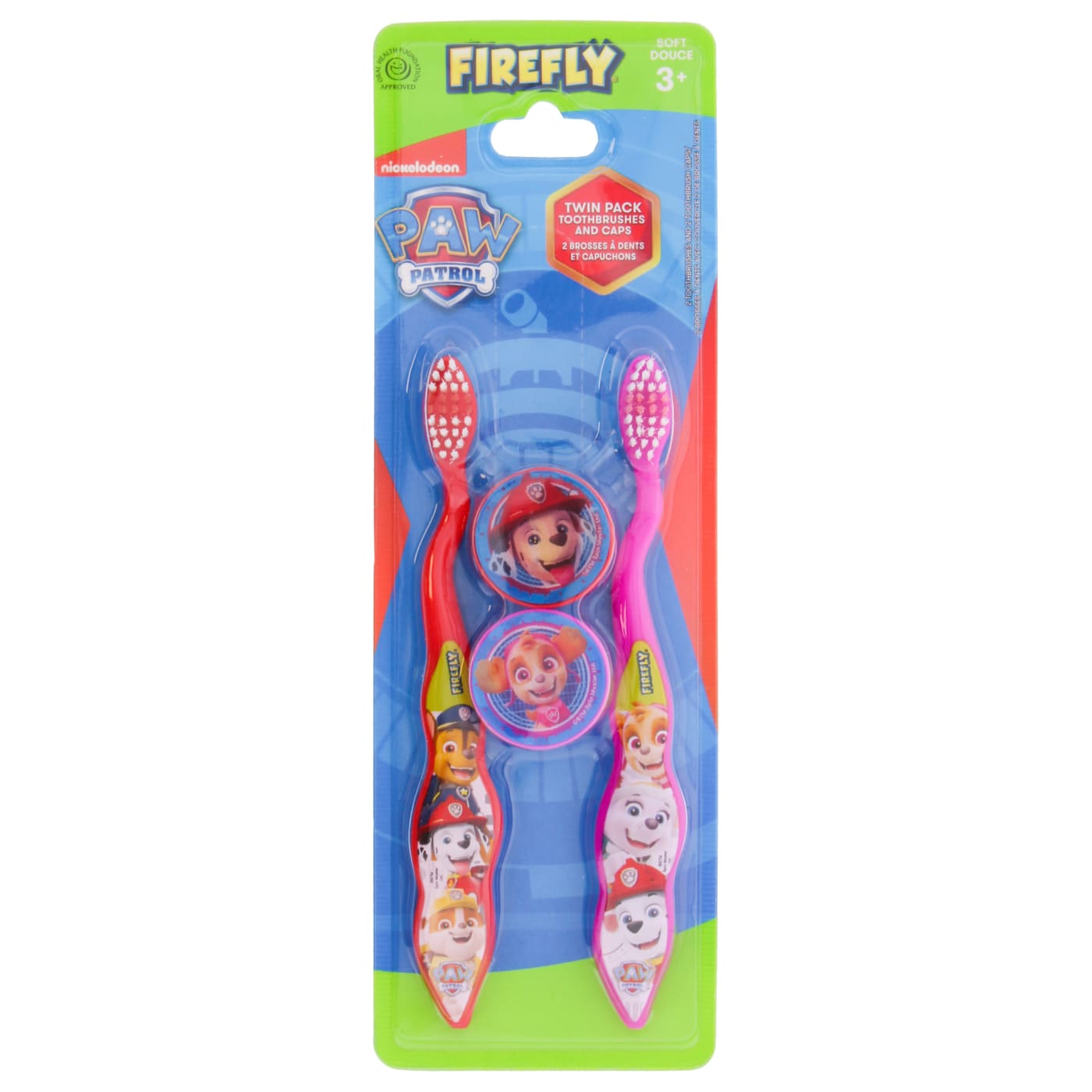 BROSSE À DENTS PAT PATROUILLE AVEC DEUX CAPUCHONS DE VOYAGE