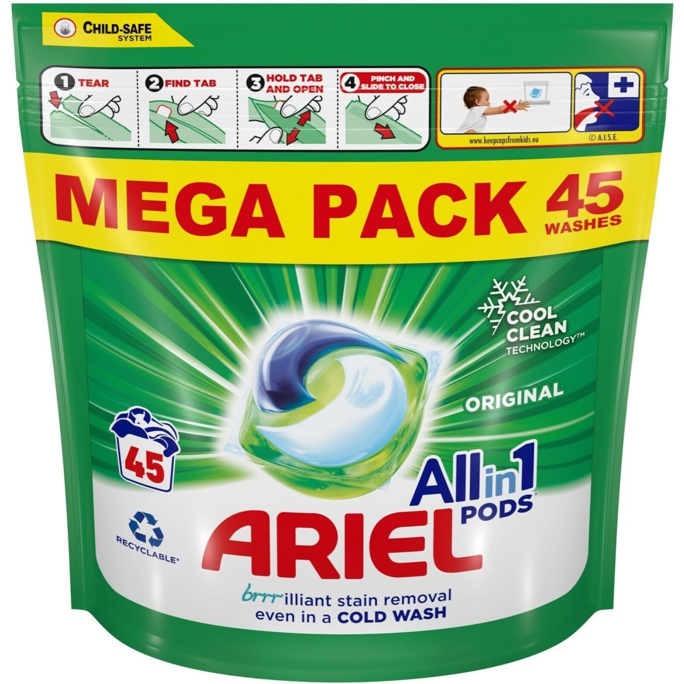 ARIEL ALL IN 1 PODS ORIGINAL 45 LESSIVES
