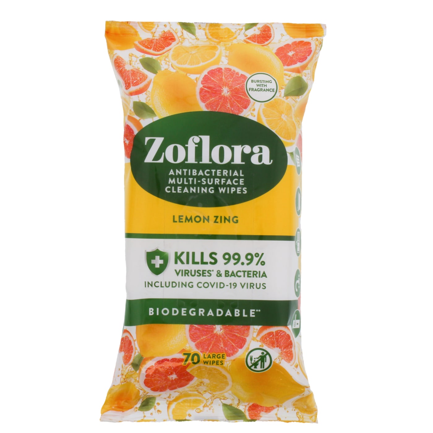 LINGETTES DE SURFACE CITRONNÉES ZOFLORA 70 PIÈCES