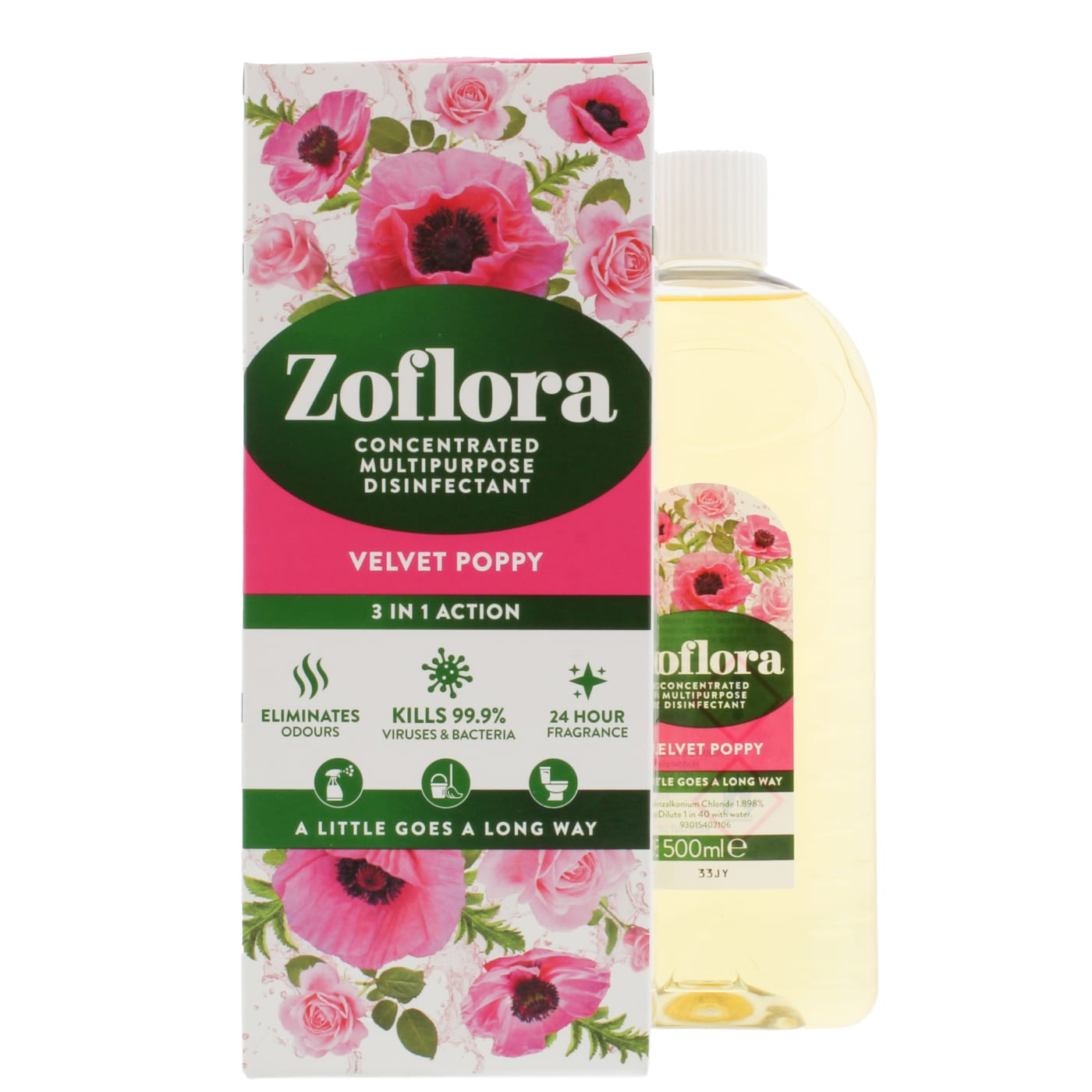ZOFLORA 500ML DÉSINFECTANT CONCENTRÉ COQUELICOT