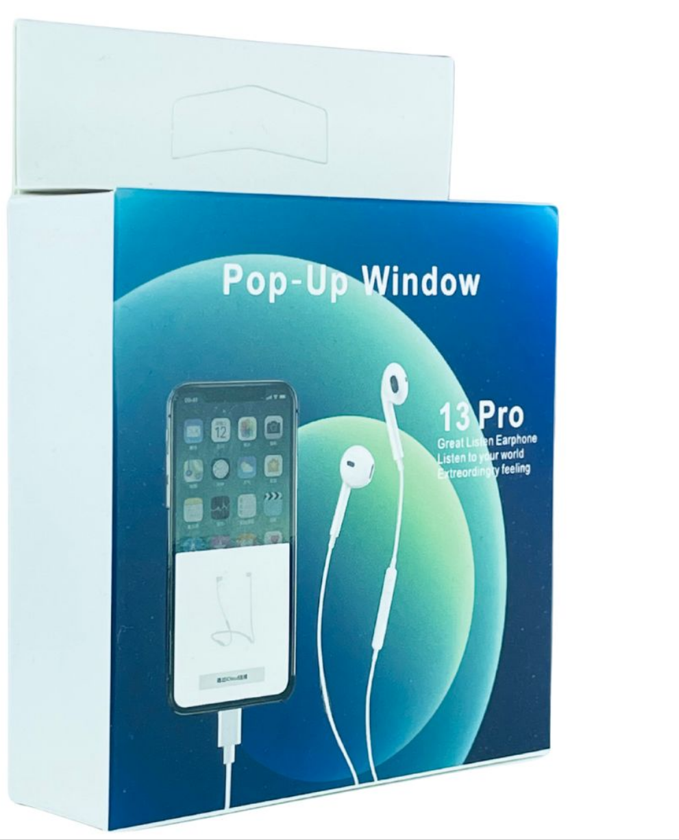 Fenêtre contextuelle Écouteurs 13PRO avec micro intra-auriculaires stéréo pour iPhone 8 7plus X XS MAX XR 13 12 et 11