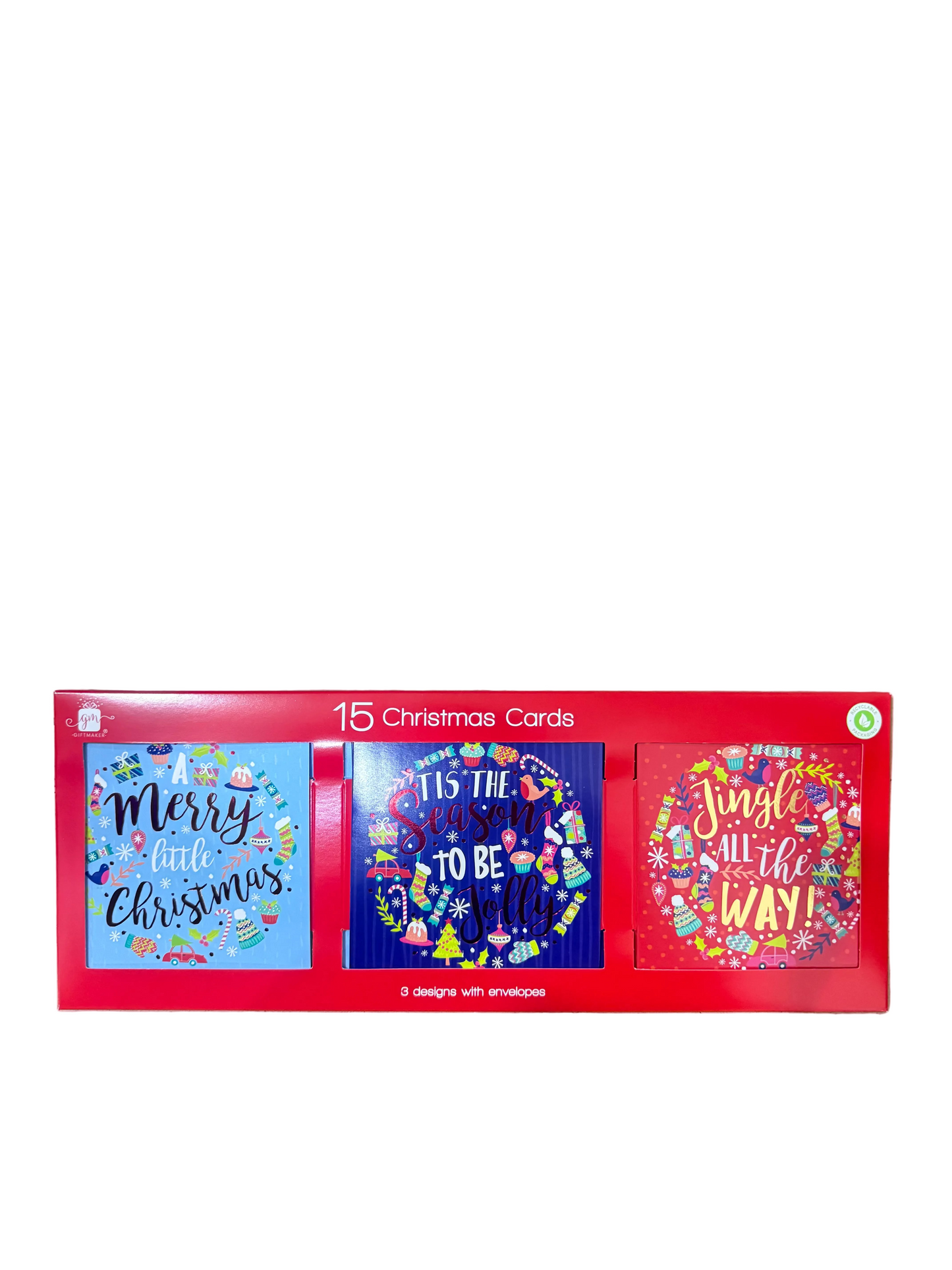 15 CHRISTMAS CARDS 3 DESIGNS WITH ENVELOPES