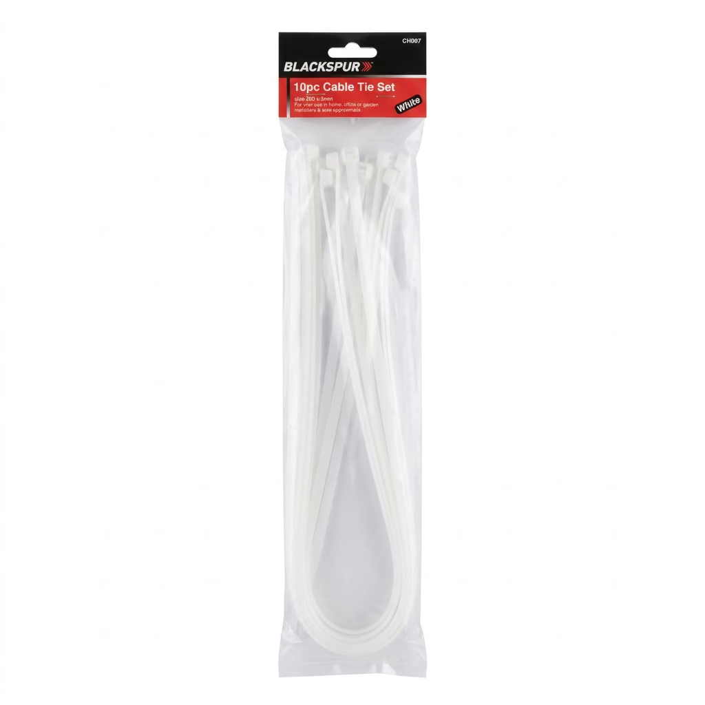 BLACKSPUR 10pc CANLE TIE SET 900x90mm WHITE