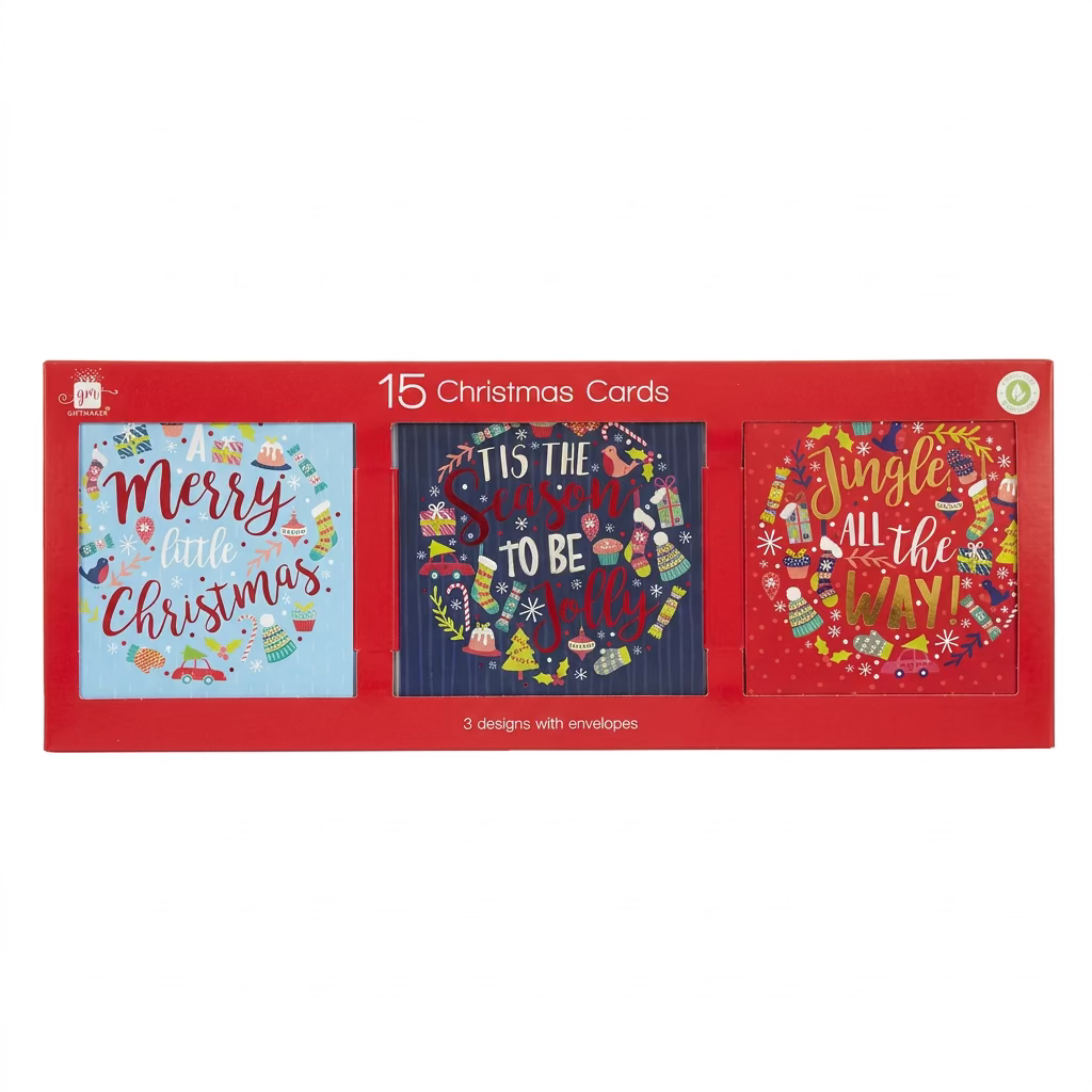 15 CHRISTMAS CARDS ASSORTED DESIGNS WITH ENVELOPES