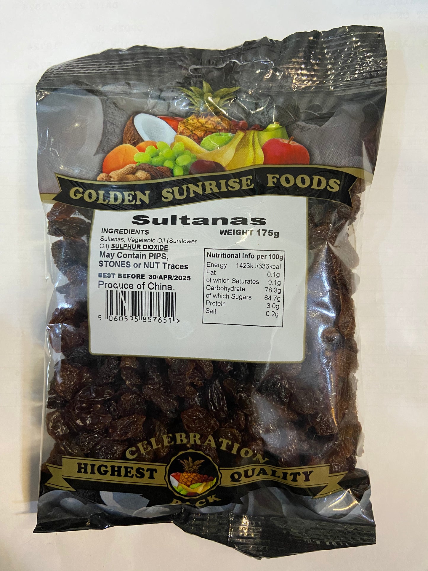 GOLDEN SUNRISE FOODS SULTANAS 175g