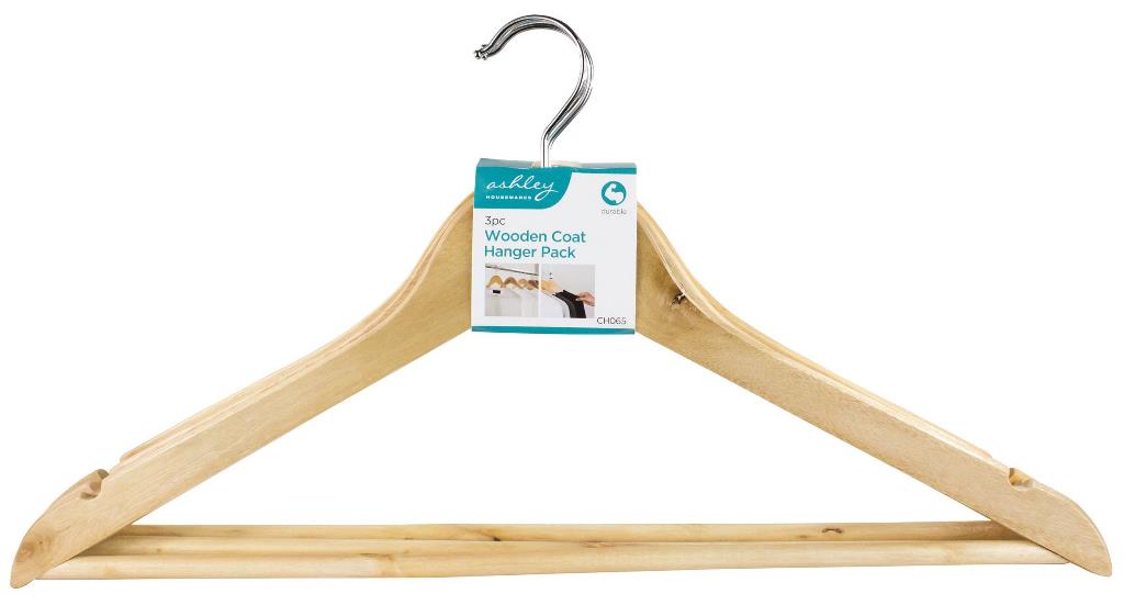 Lot de 3 cintres en bois ASHLEY