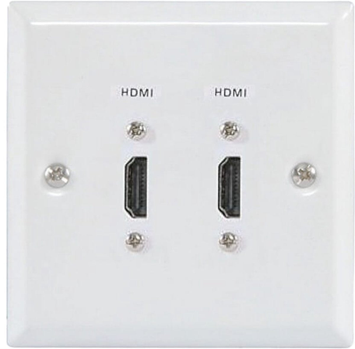 AV LINK HDMI DOUBLE STEEL WALLPLATE GLOSS WHITE