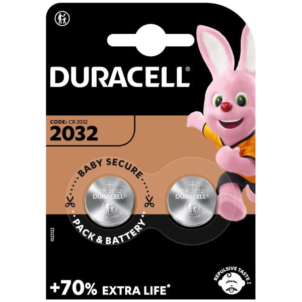 Pile bouton au lithium Duracell 2032 3V, paquet de 2