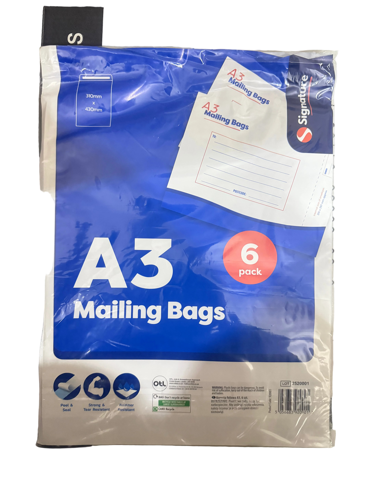 A3 MAILING BAG 6pck