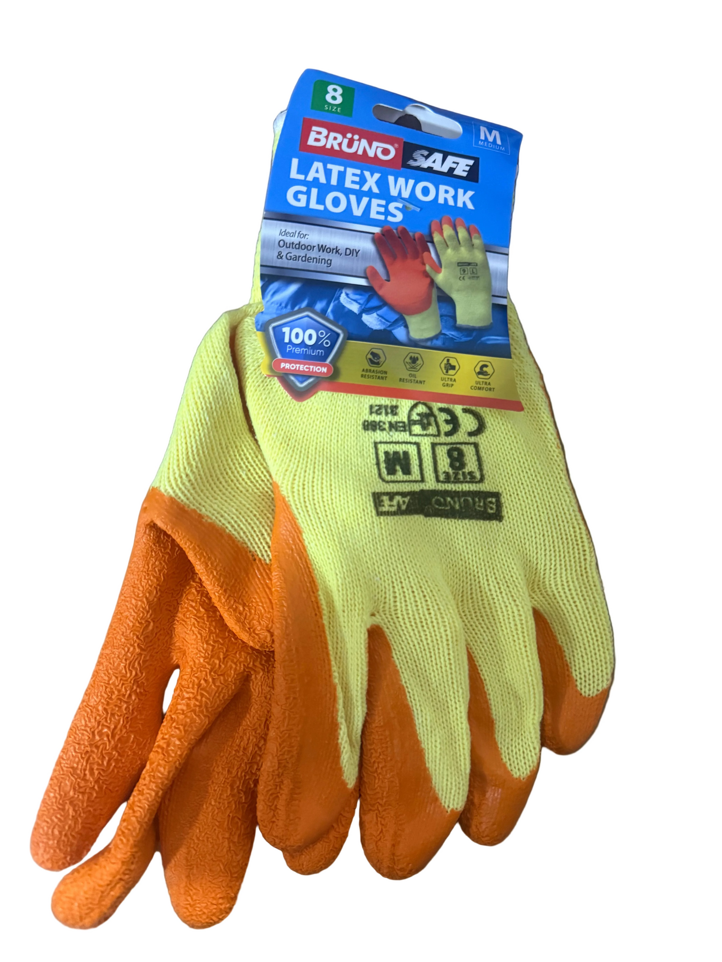 LATEX WORK GLOVES SIZE 8 Medium