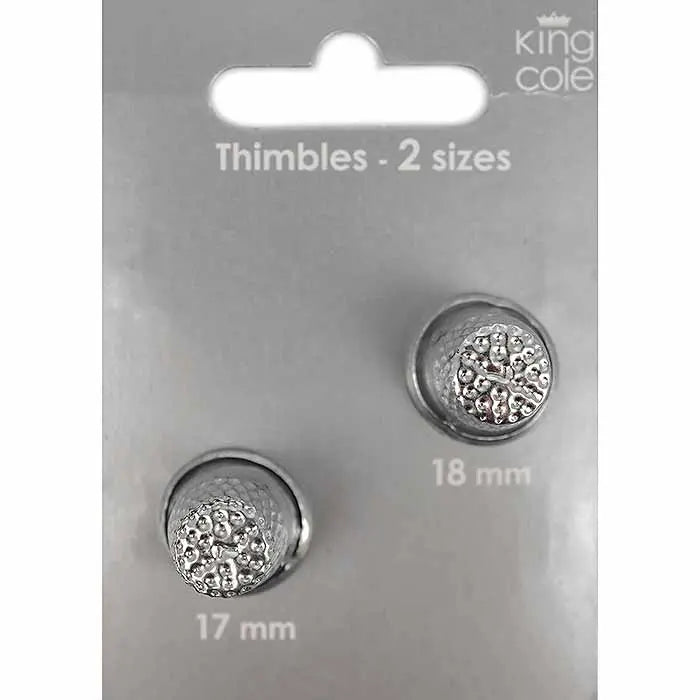 KING COLE THIMBLES 2 sizes 17mm, 18mm