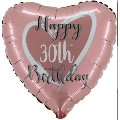 BALLON EN ALUMINIUM OR ROSE 18 POUCES POUR 30e ANNIVERSAIRE