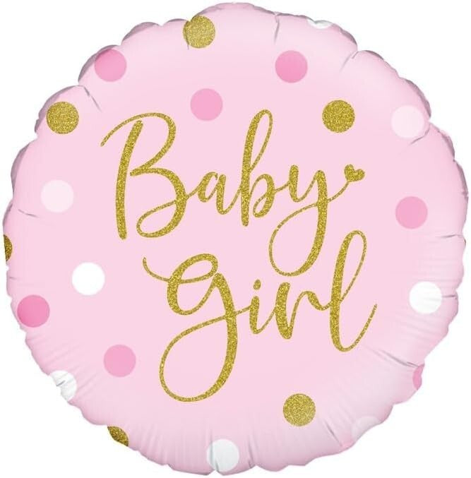 18in SPARKLING BABY GIRL DOTS FOIL BALLOON