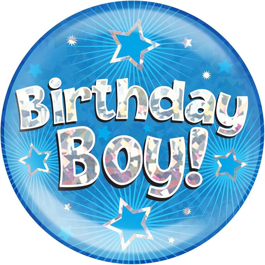 6in BIRTHDAY BOY BLUE JUMBO BADGE
