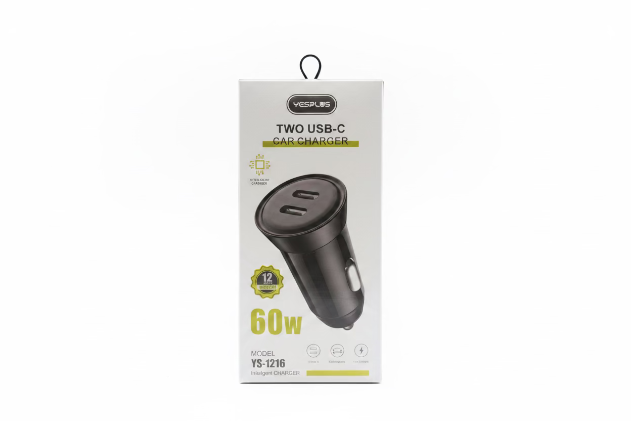 YESPLUS TWO USB-C CAR CHARGER 60w