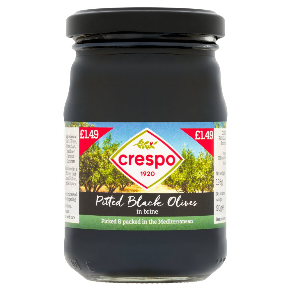 Crespo Pitted Black Olives in Brine 198g