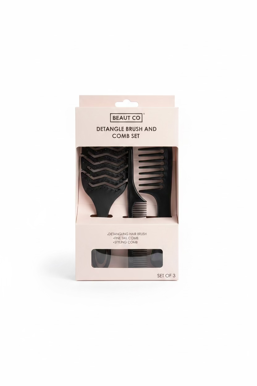 BEAUT CO DETANGLE BRUSH AND COMB SET