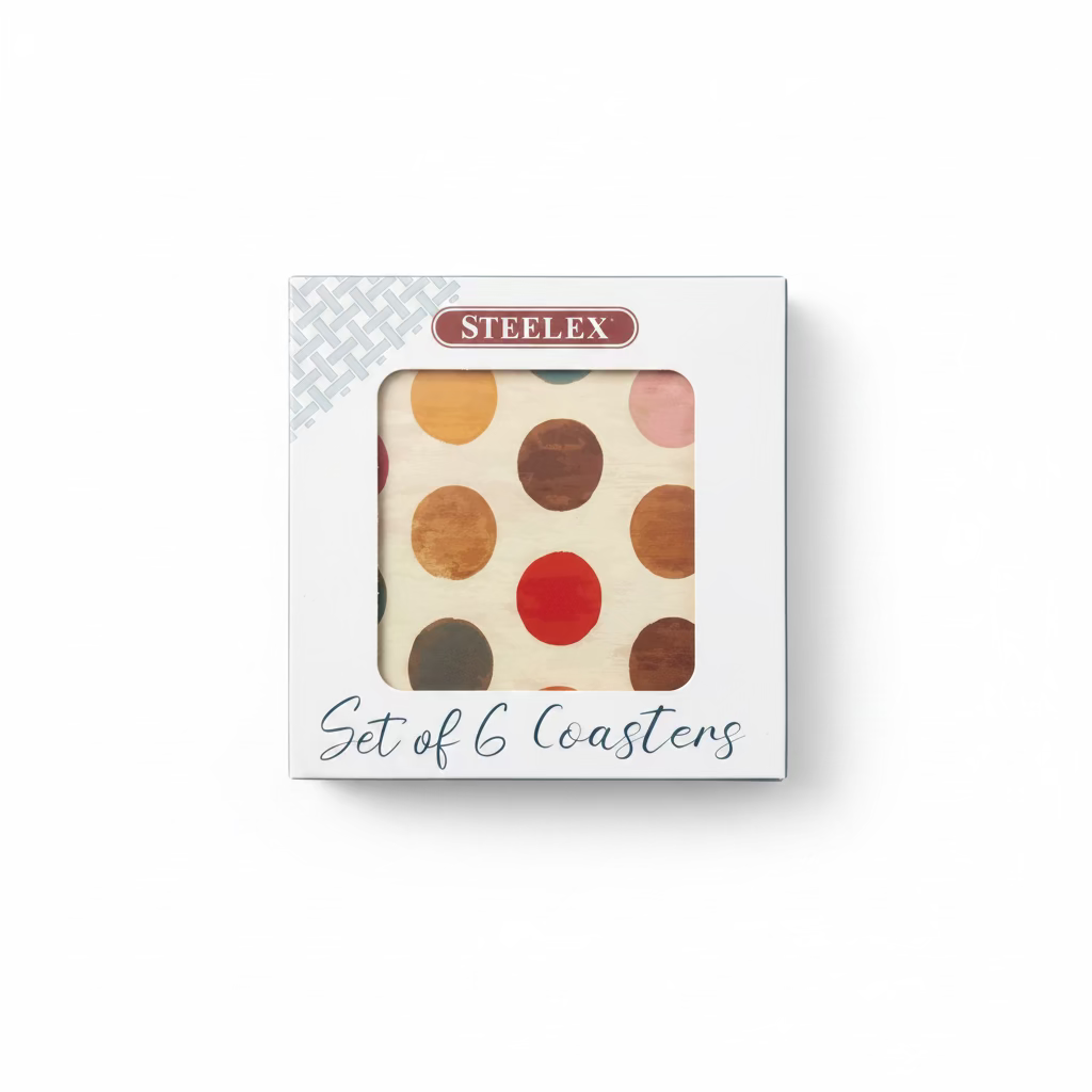 STEELEX RETRO DOTS SET 6 COASTERS