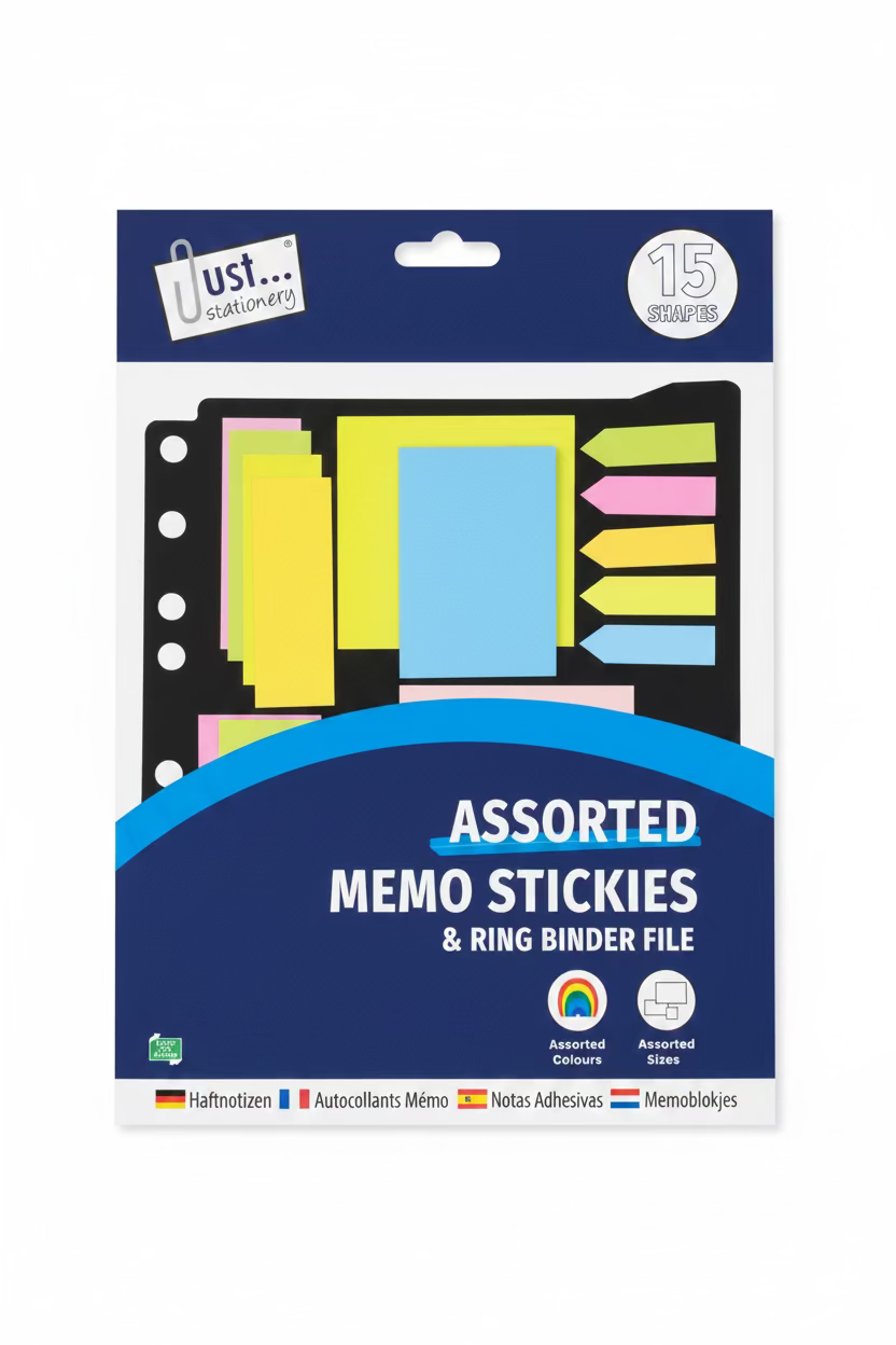 ASSORTED MEMO STICKIES & RING BINDER FILE